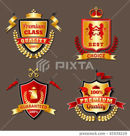 Heraldic Premium Realistic Emblems Set 85839229