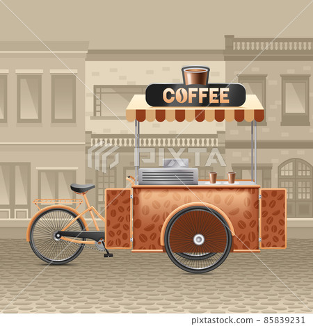 Coffee Street Cart Illustration 85839231