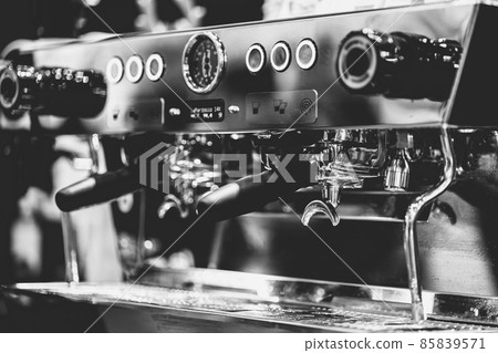 Italian Espresso machine black and white vintage color style 85839571