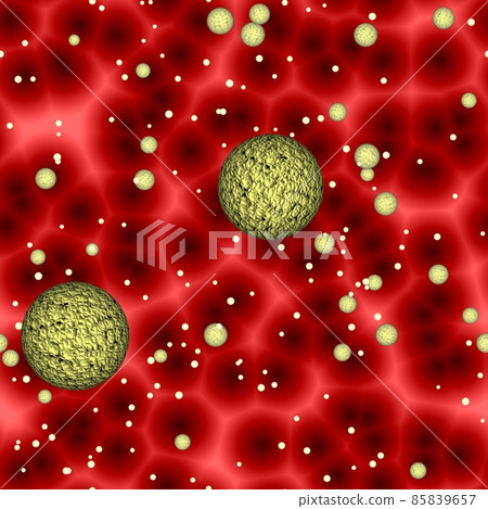 Viruses infect the human blood, flowing virus spheres 85839657