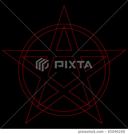 Pentagram or pentalpha or pentangle. dot work ancient pagan symbol of five-pointed star isolated. Black work, flash tattoo or print design. 85840288