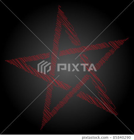 Pentagram or pentalpha or pentangle. dot work ancient pagan symbol of five-pointed star isolated. Black work, flash tattoo or print design. 85840290