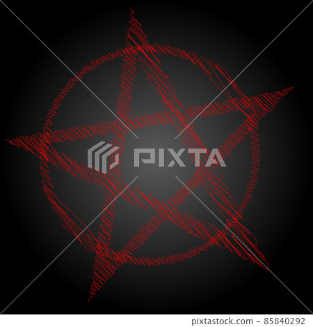Pentagram or pentalpha or pentangle. dot work ancient pagan symbol of five-pointed star isolated. Black work, flash tattoo or print design. 85840292
