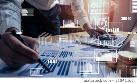 Conceptual business dashboard for financial data analysis 85841165