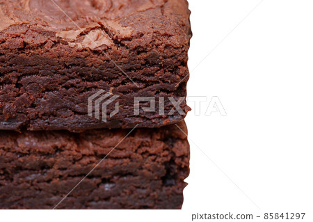 homemade cake chocolate brownies isolated on white background - clipping paths homemade cake chocolate brownies isolated on white background - clipping paths 85841297