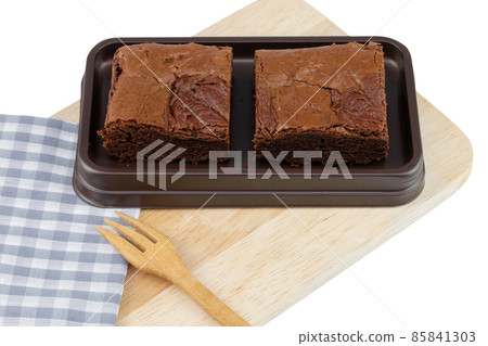 homemade cake chocolate brownies isolated on white background - clipping paths homemade cake chocolate brownies isolated on white background - clipping paths 85841303