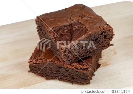 homemade cake chocolate brownies isolated on white background - clipping paths homemade cake chocolate brownies isolated on white background - clipping paths 85841304
