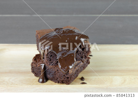 homemade cake chocolate brownies on wooden background 85841313