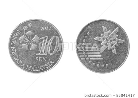 coin of malaysia isolated on white background - clipping paths coin of malaysia isolated on white background - clipping paths 85841417