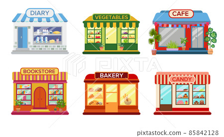 Shop and cafe exterior set 85842128
