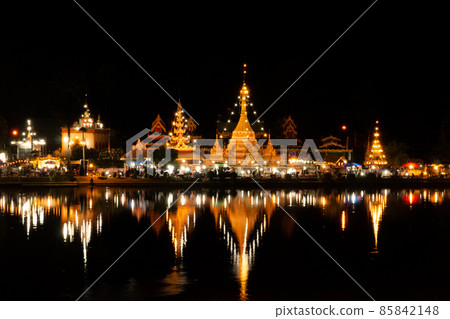 Night market at Wat Jong Kham and Jong Klang at Mae Hong Son province, Thailand. Night market at Wat Jong Kham and Jong Klang at Mae Hong Son province, Thailand. 85842148
