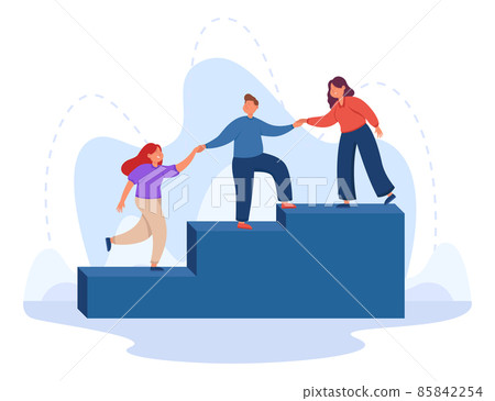 Help and support to climbing employee from mentor or leader hand 85842254