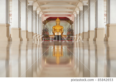Statue of buddha sitting meditation in the temple. Statue of buddha sitting meditation in the temple. 85842653