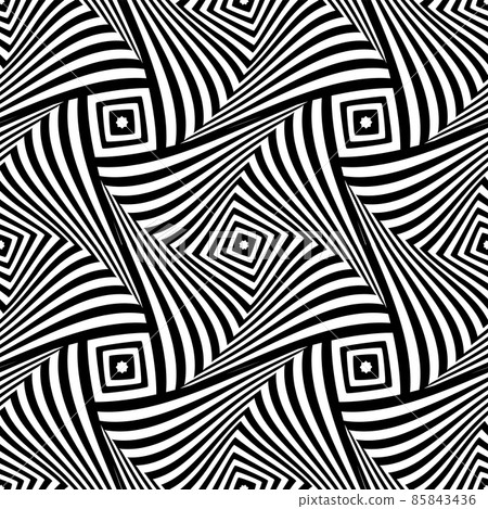 Abstract seamless op art pattern. Twisting lines texture. Abstract seamless op art pattern. Twisting lines texture. 85843436