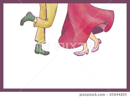 Retro illustrations, two people running up, a good friend, a walk, a lover, a romance, a love date, going out, skipping Retro illustrations, two people running up, a good friend, a walk, a lover, a romance, a love date, going out, skipping 85844805