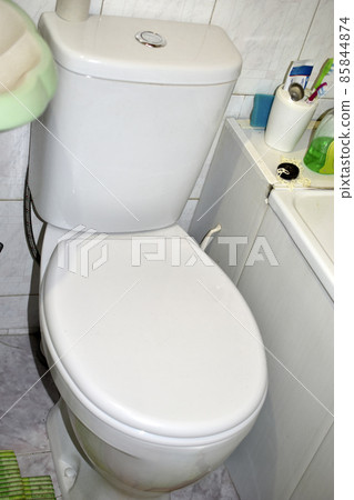 White clean toilet bowl in the toilet White clean toilet bowl in the toilet 85844874