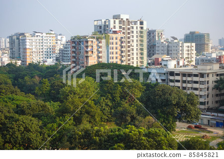 high angle view of dhaka city residential and financial buildings at sunny day  85845821
