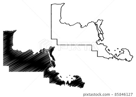 Chippewa County, Michigan (U.S. county, United States of America, USA, U.S., US) map vector illustration, scribble sketch Chippewa map 85846127