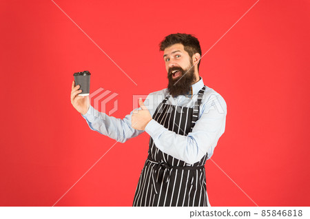 best take away coffee. coffee to go. bearded bartender best take away coffee. coffee to go. bearded bartender 85846818