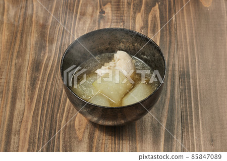 Okinawa island vegetables, winter melon (shibui) and chicken soup Okinawa island vegetables, winter melon (shibui) and chicken soup 85847089