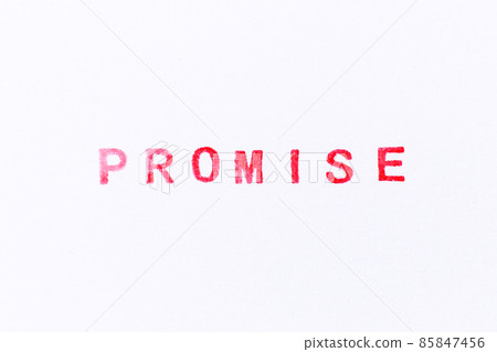 Red color ink rubber stamp in word promise on white paper background Red color ink rubber stamp in word promise on white paper background 85847456