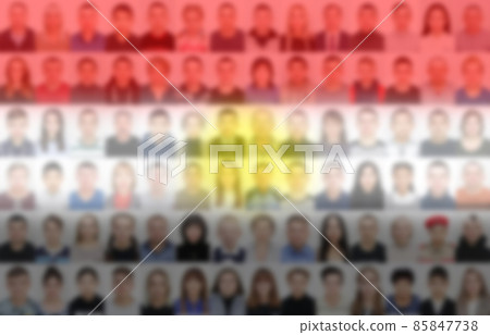 Portraits of many people on the background of the flag of Egypt. The concept of the population and demographic state of the country Portraits of many people on the background of the flag of Egypt. The concept of the population and demographic state of the country 85847738
