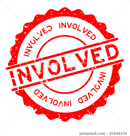 Grunge red involved word round rubber seal stamp on white background 85848354