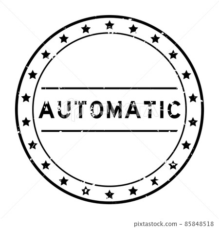 Grunge black automatic word round rubber seal stamp on white background Grunge black automatic word round rubber seal stamp on white background 85848518