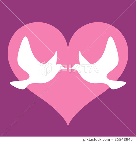 Flying silhouette of little kissing birds card Flying silhouette of little kissing birds card 85848943