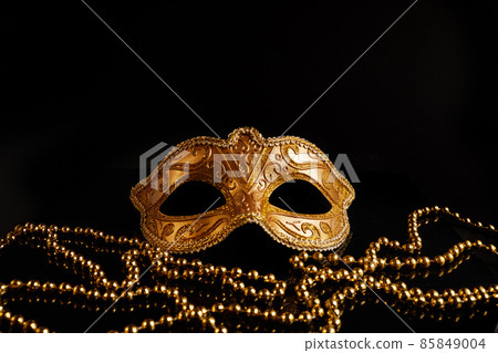 Luxury venetian mask on dark glitter background. Carnival masquerade fantasy mask Luxury venetian mask on dark glitter background. Carnival masquerade fantasy mask 85849004