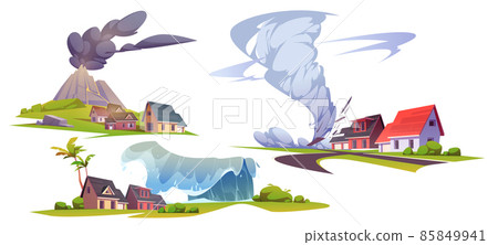 Natural disasters, volcano, tsunami and tornado 85849941