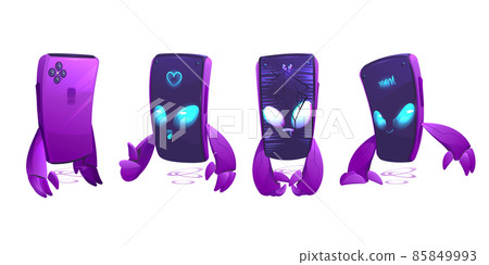 Cute smartphone character front and back view 85849993
