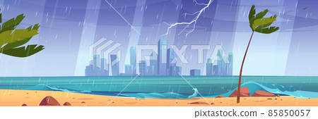 City skyline at storm, modern megapolis landscape 85850057