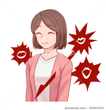 一個女人接受辱罵但微笑著忍受的插圖 一個女人接受辱罵但微笑著忍受的插圖 85850159