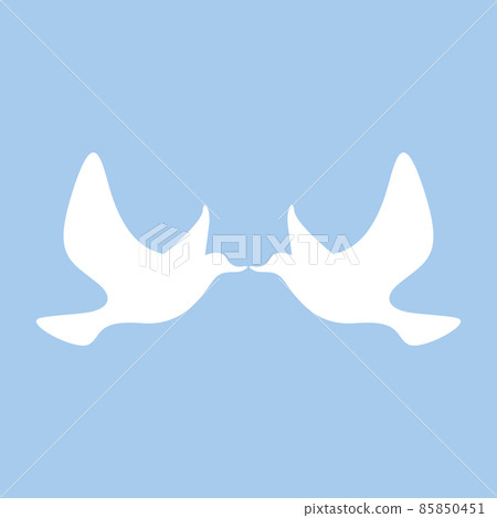 Flying silhouette of little kissing birds card Flying silhouette of little kissing birds card 85850451