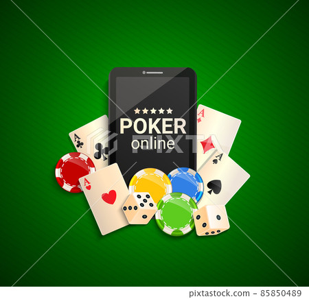 Poker online in smartphone,invitation banner. Poker online in smartphone,invitation banner. 85850489
