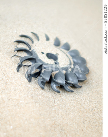 Plastic Pelton water turbine on sand with out water 85851229