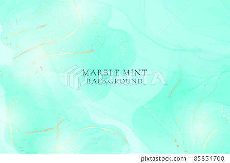 Royal cyan mint liquid marble watercolor background with white lines and brush stains. Teal turquoise marbled alcohol ink drawing effect. Vector illustration backdrop, watercolour wedding invitation 85854700