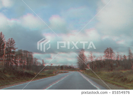 View through the moving car windscreen. View through the moving car windscreen. 85854976