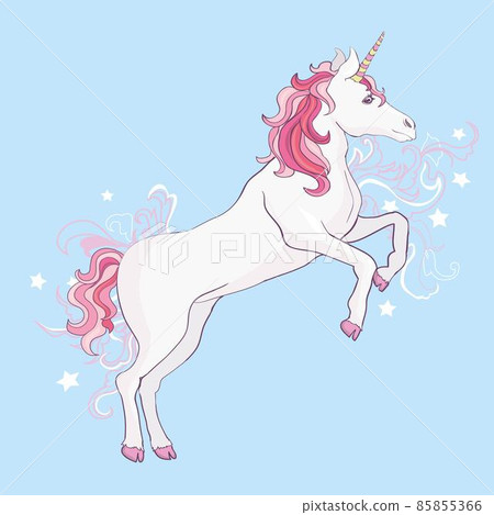 Unicorns are real quote, vector illustration drawing. Cute unicorn graphic print isolated on white background. Unicorns are real quote, vector illustration drawing. Cute unicorn graphic print isolated on white background. 85855366