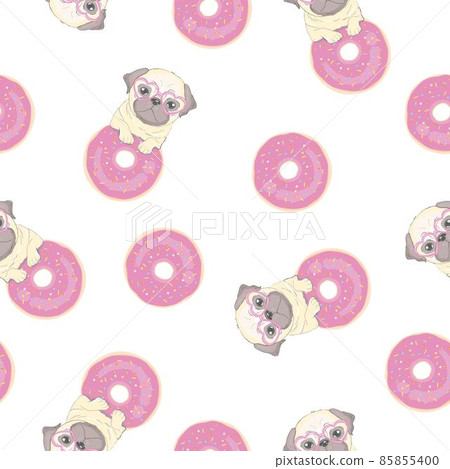 Vector seamless pattern with cute cartoon dog... - Stock Illustration ...