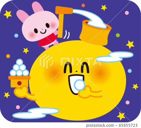 Moon and rabbit with rice cake 85855723