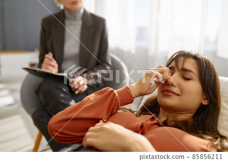 Closeup of young woman with problems crying Closeup of young woman with problems crying 85856211