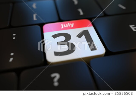 July 31 date on a keyboard key, 3d rendering 85856508