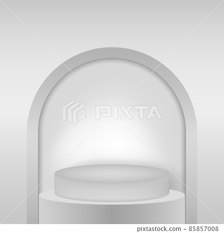 Round presentation podium with arch. Editable background vector 85857008