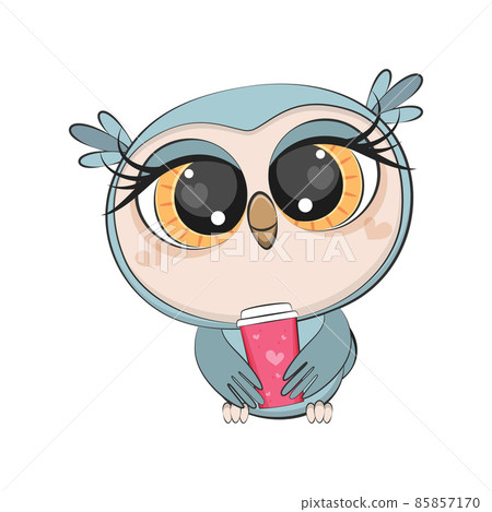 Cute cartoon owl. Funny birds. Vector illustration. 85857170