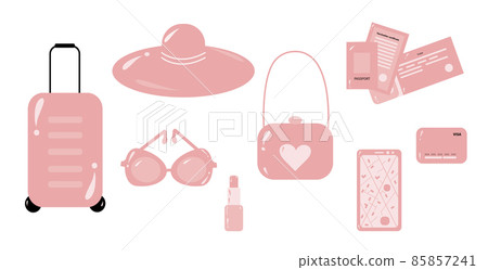 Travel icons set with most essential things and documents for travel. Travel icons set with most essential things and documents for travel. 85857241
