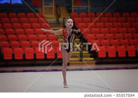 Rhythmic Gymnastics Championships, Podium Training, empty hall from fans from quarantine 85857894