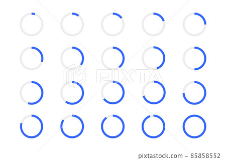 Round loading bars. Progress, waiting or download symbols set. Infographic animation elements for website interface 85858552