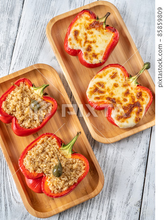 Quinoa and Cheese stuffed red bell peppers Quinoa and Cheese stuffed red bell peppers 85859809